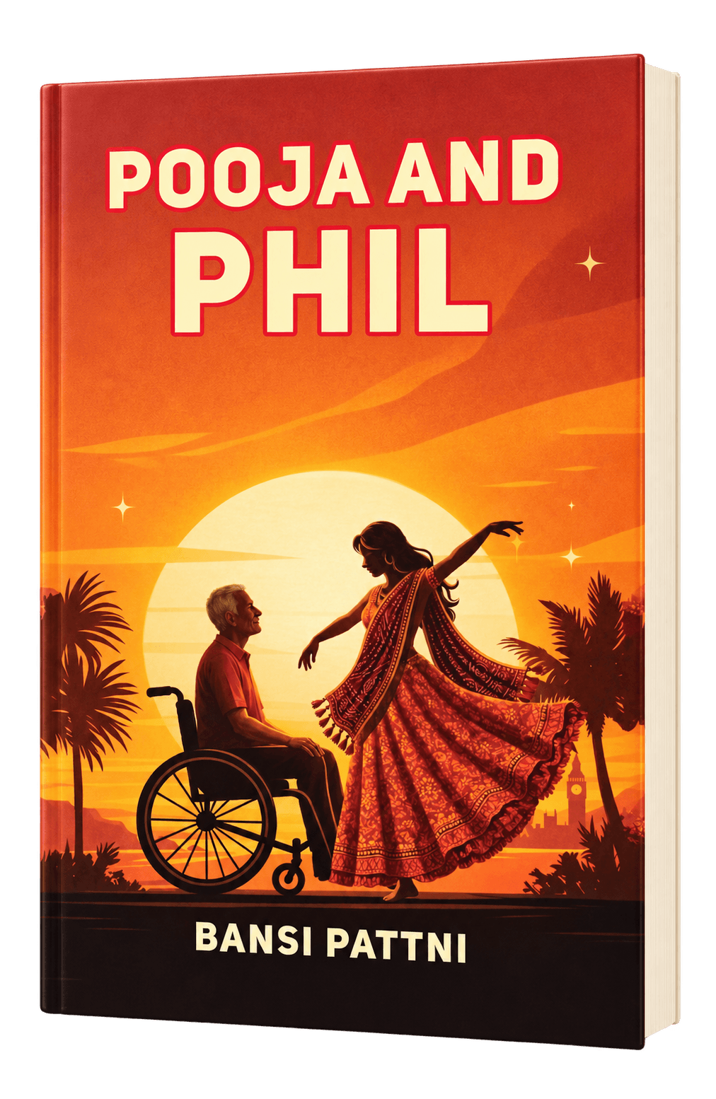 Pooja and Phil, book cover standing upright