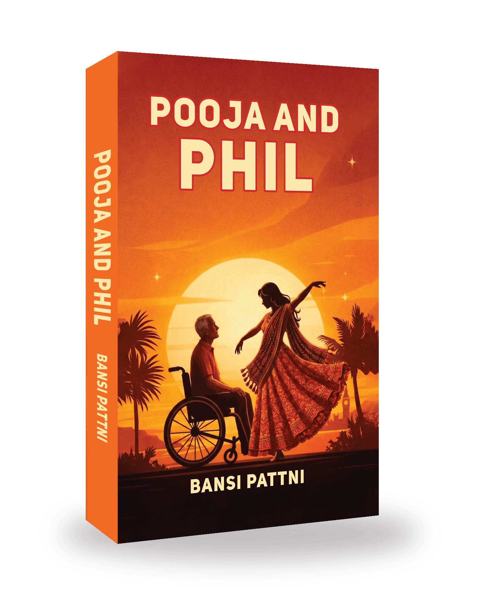 Pooja and Phil, book cover standing upright
